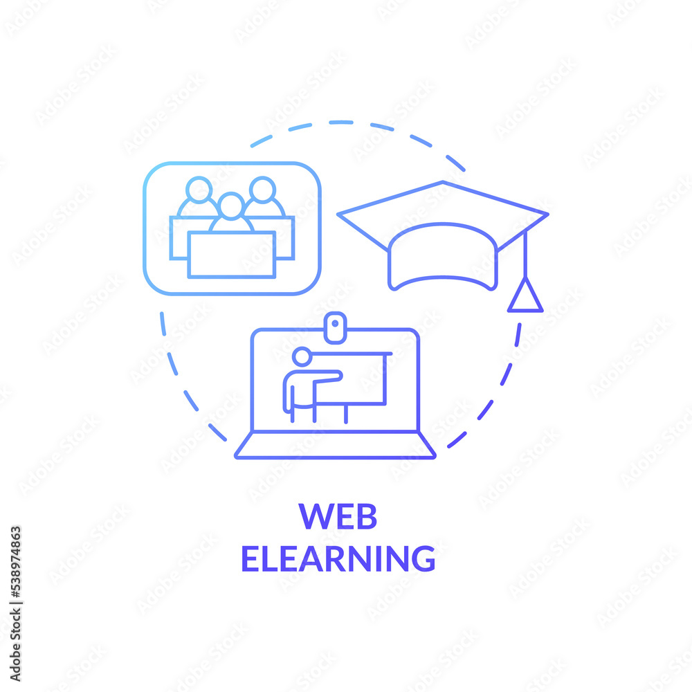 Aufkleber web elearning blue gradient concept icon. distant education. electronic class abstract idea thin lin