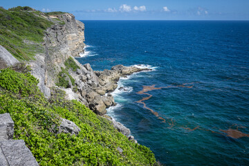Coastline at Porte d'Enfers (Hell's Gate) on the French West Indies island of Guadeloupe