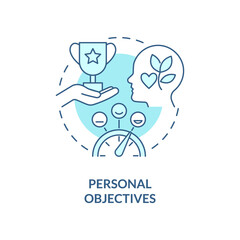 Personal objectives turquoise concept icon. Human resources management abstract idea thin line illustration. Isolated outline drawing
