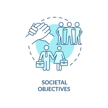 Societal objectives turquoise concept icon. Social needs and challenges. HR abstract idea thin line illustration. Isolated outline drawing