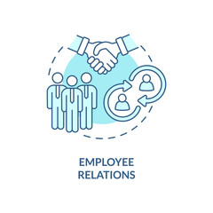 Employee relations turquoise concept icon. Skills for human resources abstract idea thin line illustration. Isolated outline drawing