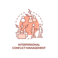 Interpersonal conflict management red concept icon. Skills for HR abstract idea thin line illustration. Isolated outline drawing