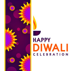 Happy Diwali celebration abstract flowers with diya background