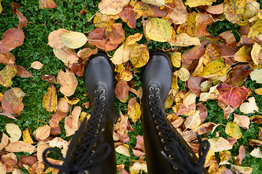 Gummistiefel im Herbstlaub