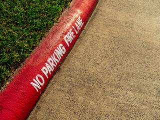 No parking fire lane painted on curb