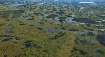 Aerial view of the landscape in Lake Clark National Park in Alaska,United States,North America
