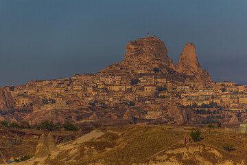 View od Uchisar rock castle in Cappadocia, Turkey