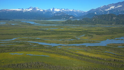 Aerial view of the landscape in Lake Clark National Park in Alaska,United States,North America

