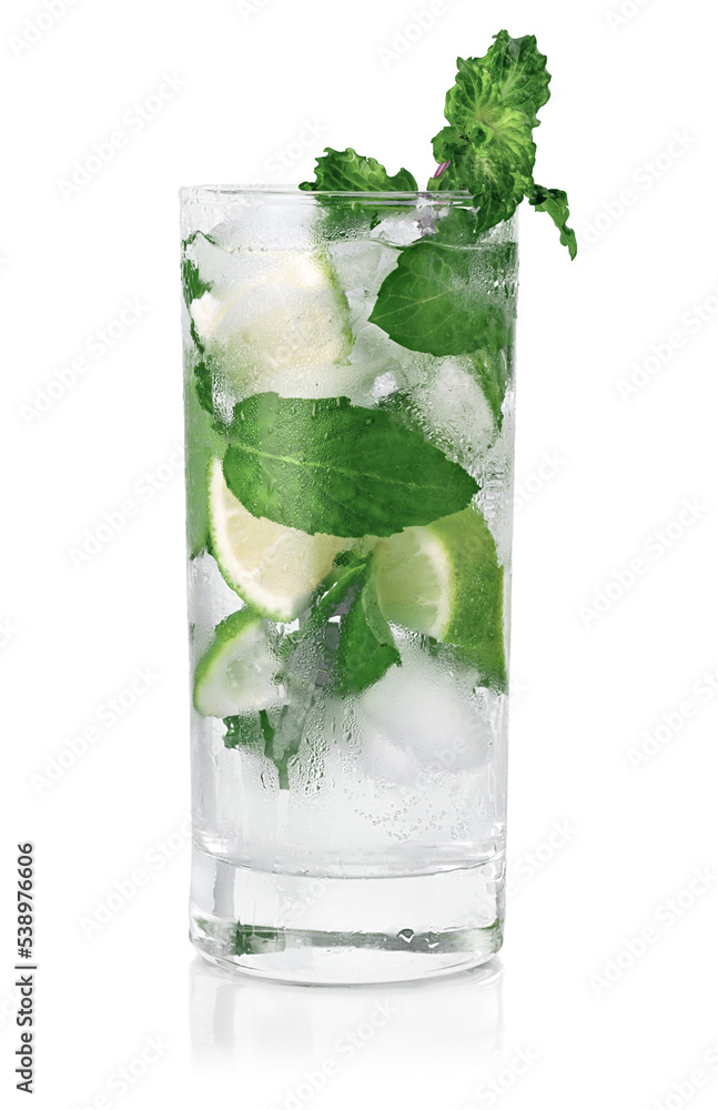 Sticker cocktail mojito on white background