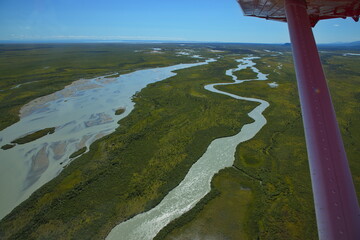 Aerial view of the landscape in Lake Clark National Park in Alaska,United States,North America
