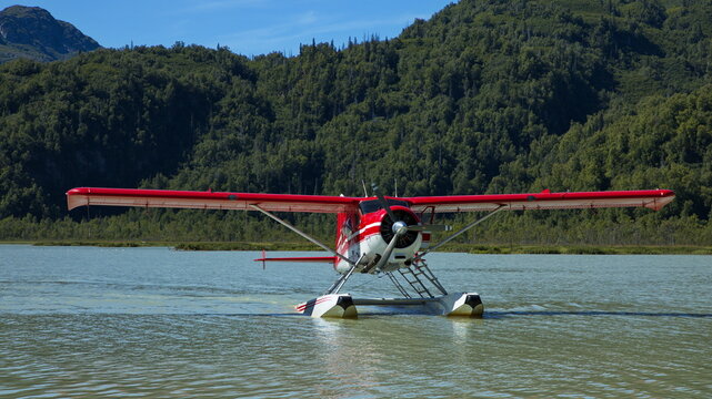 Small hydroplane in Lake Clark National Park in Alaska,United States,North America
