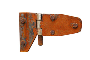 Rusted steel door hinges isolated on white background. This has clipping path.