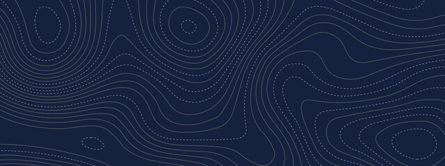 Fototapeta premium The stylized blue wavy abstract topographic map contour, lines Pattern background. Topographic map and landscape terrain texture grid. Wavy banner and color geometric form. Vector illustration