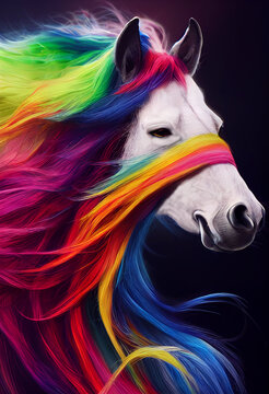 Horse With Rainbow Hair