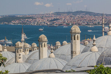 Skyline of Istanbul behind Suleymaniye Medresesi, Turkey