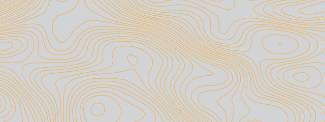 Stylized gray and yellow wavy abstract topographic map contour, lines Pattern background. Topographic map and landscape terrain texture grid. Wavy banner and color geometric form. Vector illustration