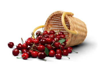 Fresh ripe cherries on white background