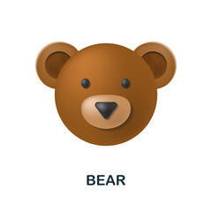 Bear icon. 3d illustration from animal head collection. Creative Bear 3d icon for web design, templates, infographics and more