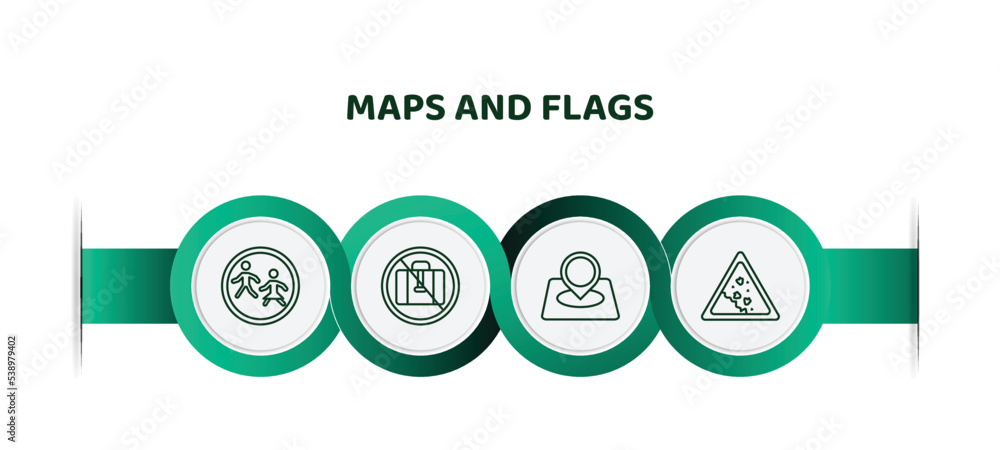 Poster editable thin line icons with infographic template. infographic for maps and flags concept. included
