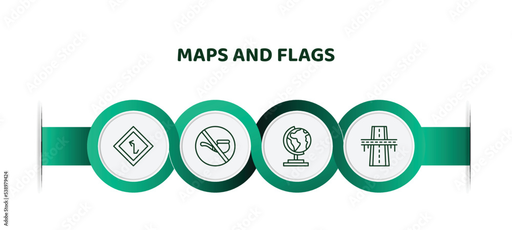 Aufkleber editable thin line icons with infographic template. infographic for maps and flags concept. included