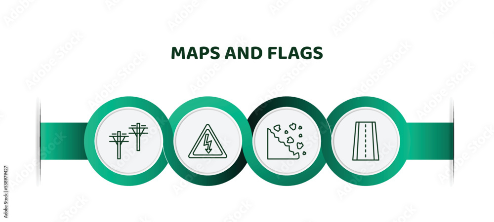 Poster editable thin line icons with infographic template. infographic for maps and flags concept. included