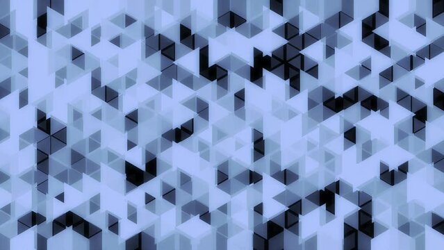 Blue iridescent triangular polygonal abstract background, 4k triangle shapes mosaic looping animation
