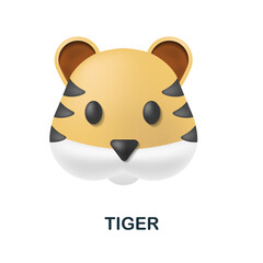 Tiger icon. 3d illustration from animal head collection. Creative Tiger 3d icon for web design, templates, infographics and more