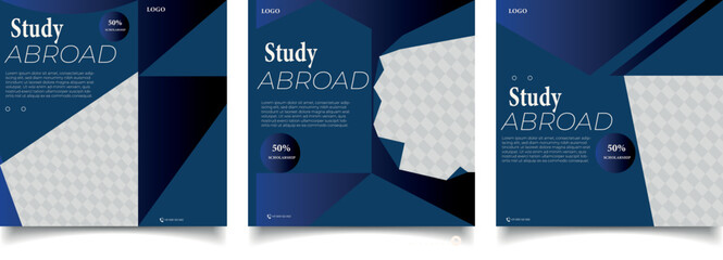 Study abroad social media post or education square flyer template