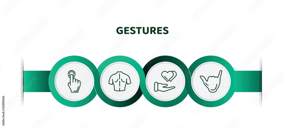 Poster editable thin line icons with infographic template. infographic for gestures concept. included drag 