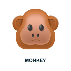 Monkey icon. 3d illustration from animal head collection. Creative Monkey 3d icon for web design, templates, infographics and more
