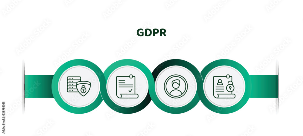 Poster editable thin line icons with infographic template. infographic for gdpr concept. included data proc