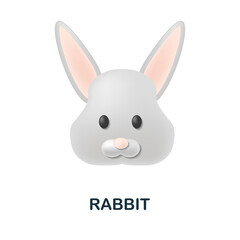 Fototapeta na wymiar Rabbit icon. 3d illustration from animal head collection. Creative Rabbit 3d icon for web design, templates, infographics and more