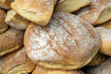 typical Apulian DOP durum wheat bread from Altamura cooked in wood with a crispy crust
