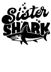 Sister shark party decoration. Shark jaws print SVG image. Isolated on transparent background