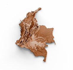 Map of Colombia in old style, brown graphics in a retro style Vintage Style. High detailed 3d illustration