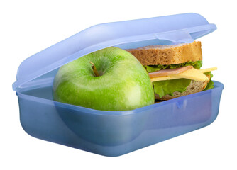 Lunchbox with an apple isolated on white background