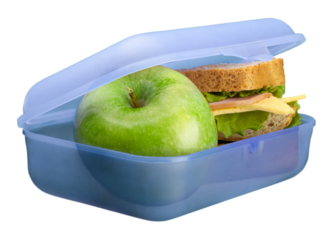 Lunchbox with an apple isolated on white background