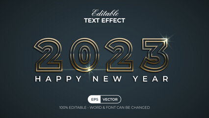 2023 new year text effect gold style. Editable text effect colorful theme.