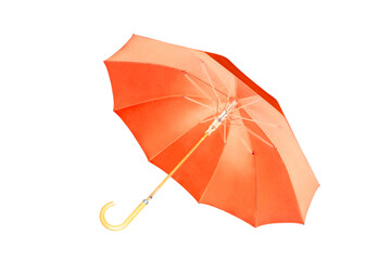 Modern red umbrella isolated on transparent.