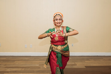 Indian kuchipudi dancer being expressive 