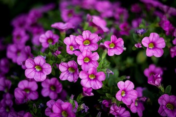 Beautiful shot of purple rock jasmine (Androsace) flowers