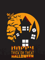 Happy Halloween Text Banner, Vector template elements