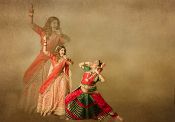 Portrait of two dancers conceptualizing Dussehra goddess  © Jyotsna Bhamidipati 