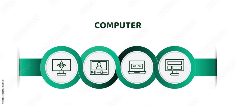 Poster editable thin line icons with infographic template. infographic for computer concept. included full 