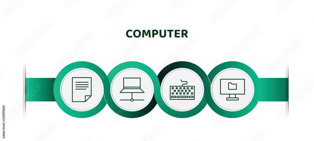 Poster editable thin line icons with infographic template. infographic for computer concept. included data 