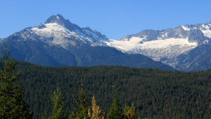 Obraz premium Glacier and mountains, peaks, sky, Canada.