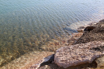 Nature and landscapes of the Dead-salty sea.