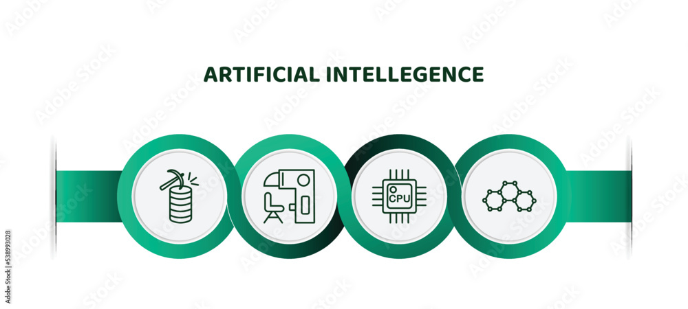 Poster editable thin line icons with infographic template. infographic for artificial intellegence concept.