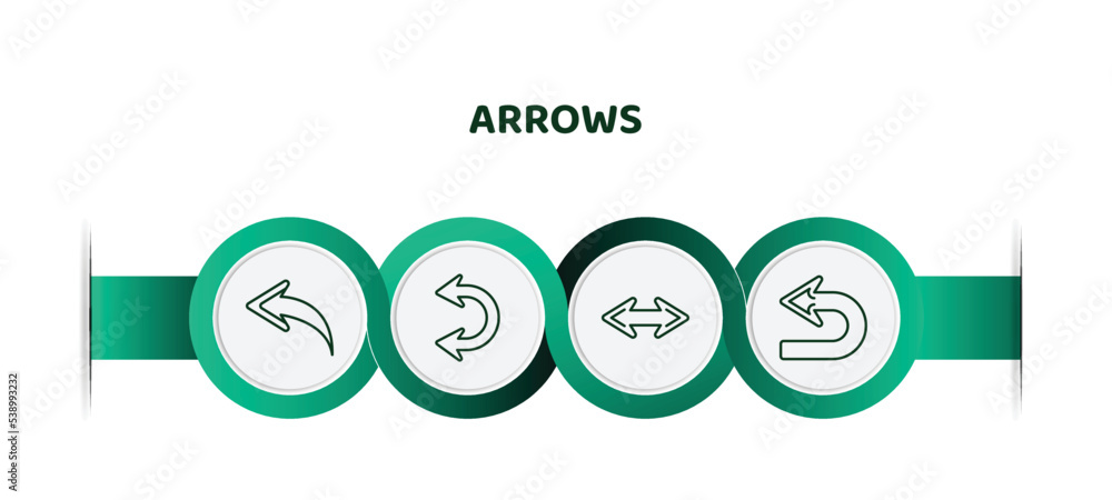 Poster editable thin line icons with infographic template. infographic for arrows concept. included back, d