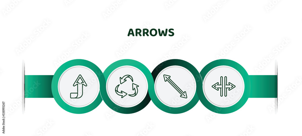 Poster editable thin line icons with infographic template. infographic for arrows concept. included upward,